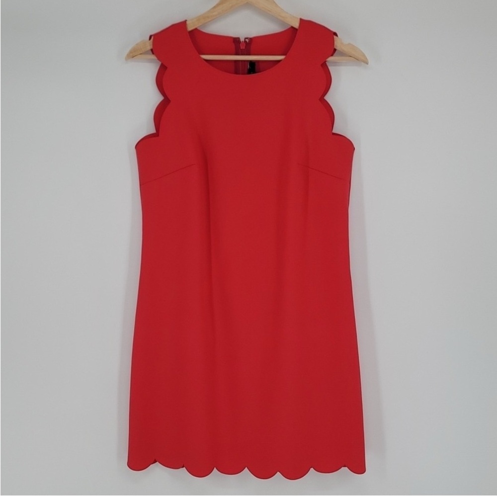 J. Crew Red Scalloped Mini Dress